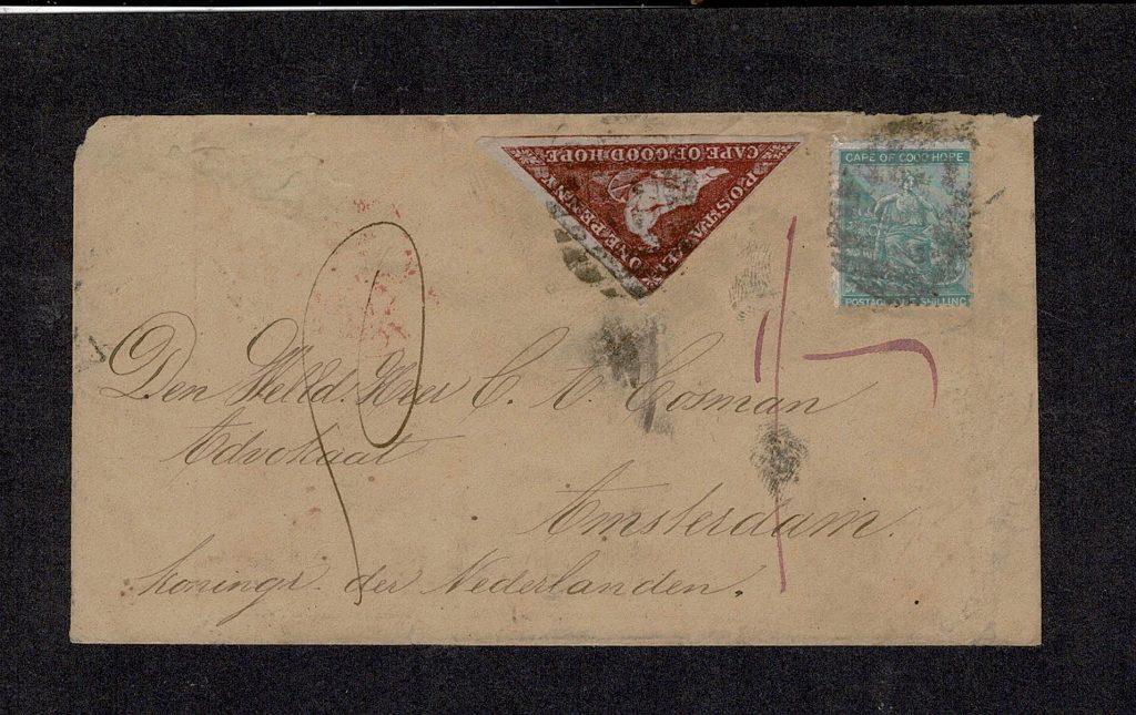 Cape of Good Hope Combination Cover to Holland: 1865 (9 Jan.)